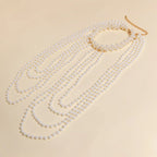 Women's shoulder chain with pearls - Clavicle & shoulder jewelry