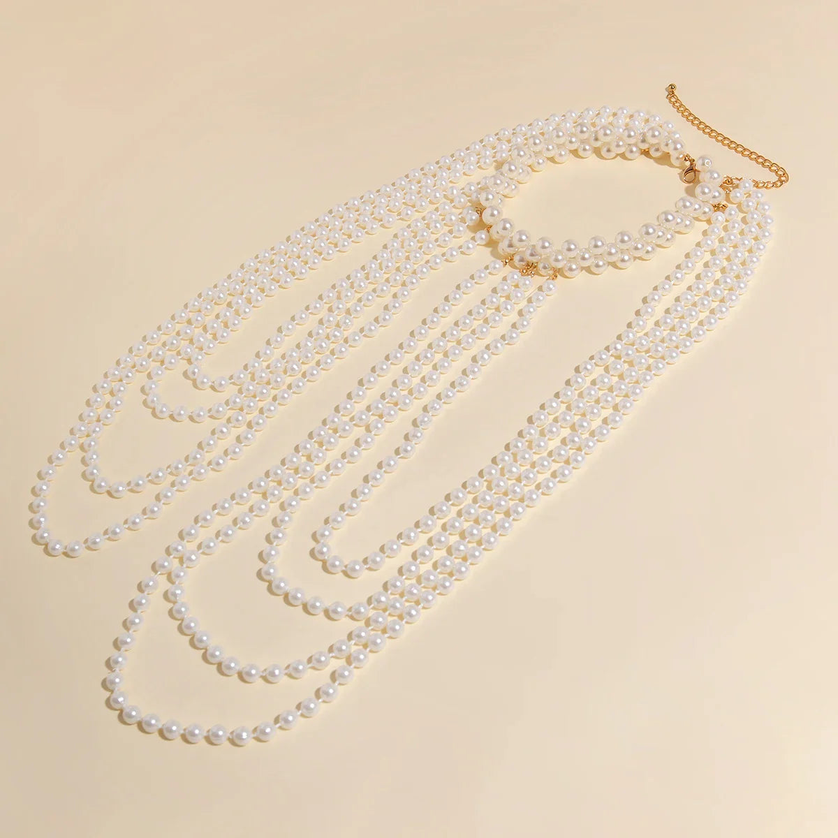Women's shoulder chain with pearls - Clavicle & shoulder jewelry