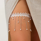 White Thigh Chain - Thigh Jewelry Body Thigh Women Leg