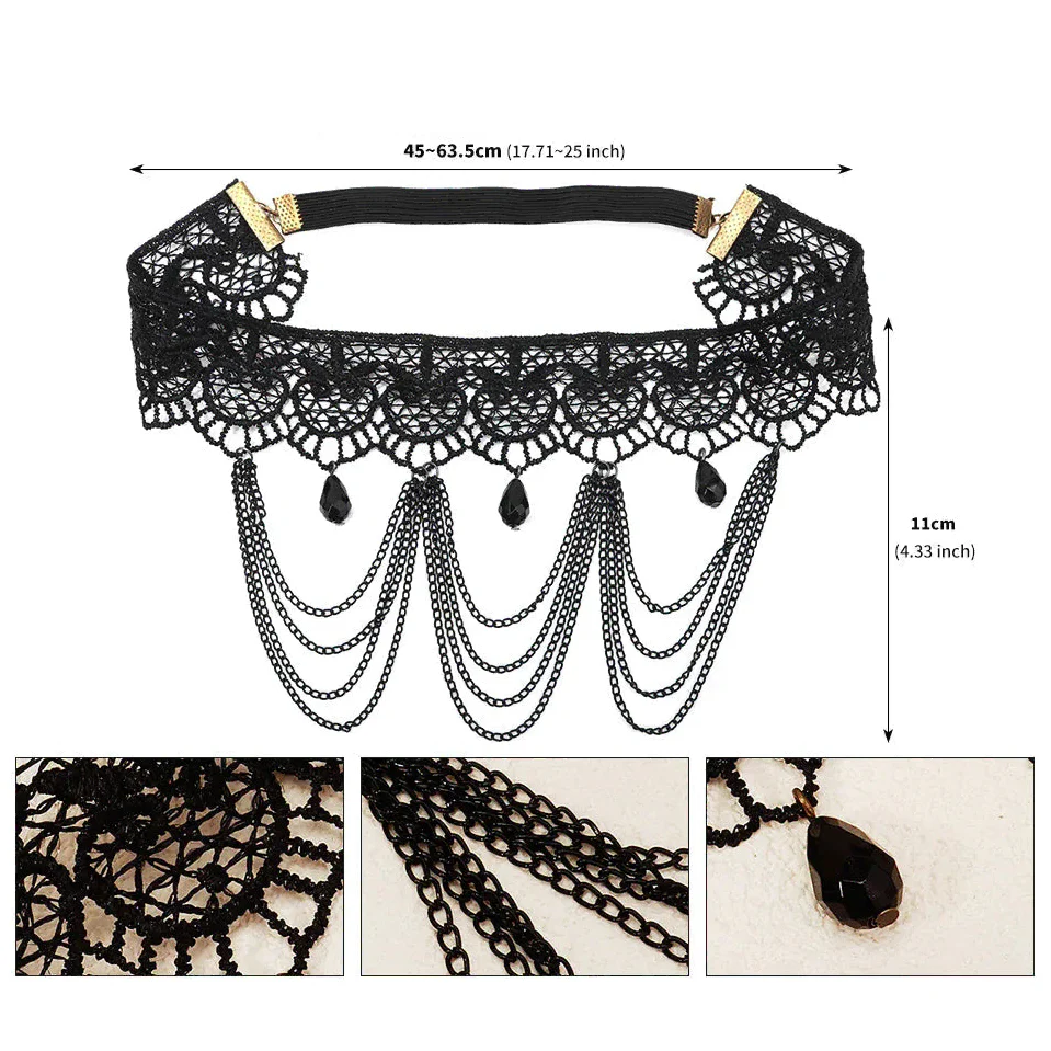 Black lace thigh chain - women's leg jewelry