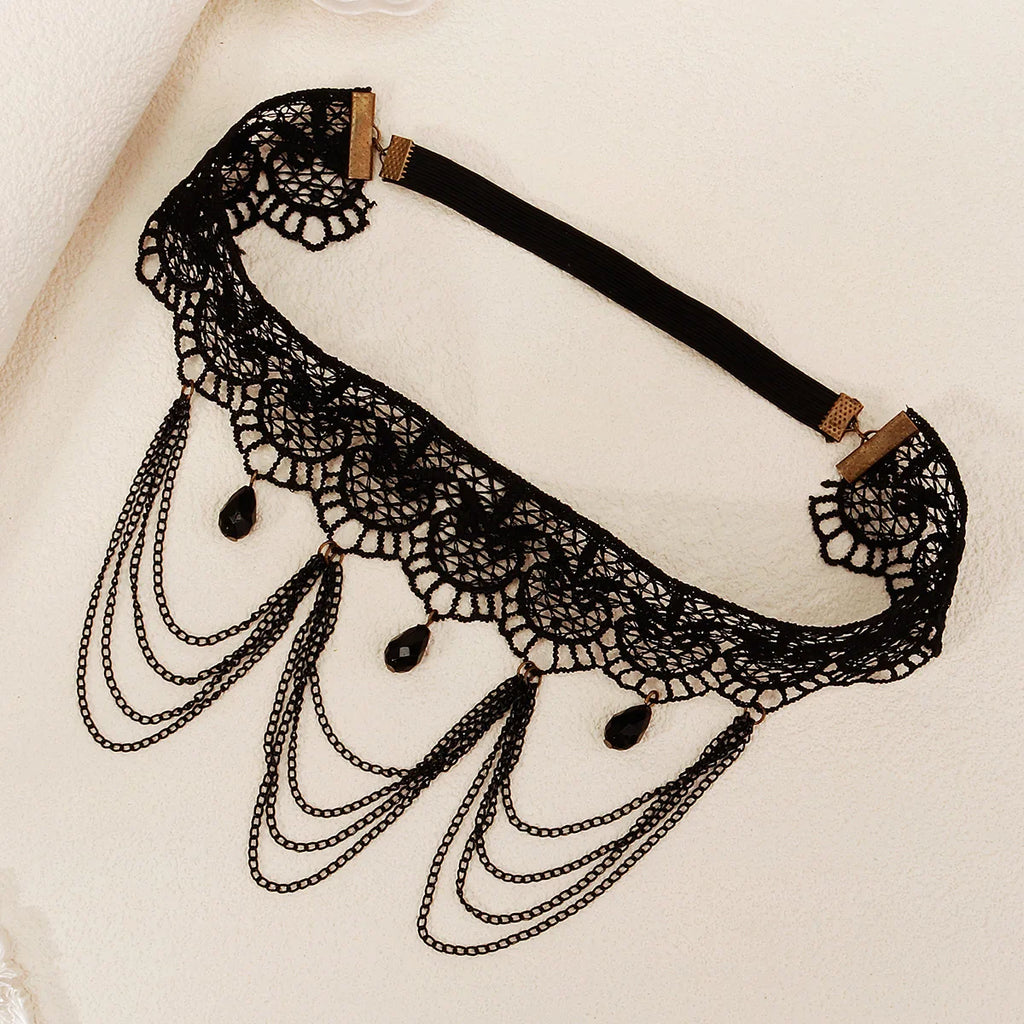Black lace thigh chain - women's leg jewelry