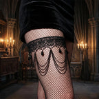 Black lace thigh chain - women's leg jewelry