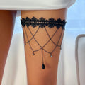 Black Thigh Chain - Body Thigh Jewelry for Women’s Leg