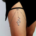 Serpent Leg Thigh Chain - Women's Thigh Body Jewelry Silver