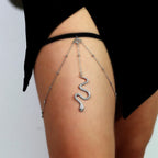 Serpent Leg Thigh Chain - Women's Thigh Body Jewelry Silver