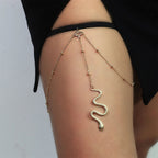 Serpent Leg Thigh Chain - Women's Thigh Body Jewelry Gold
