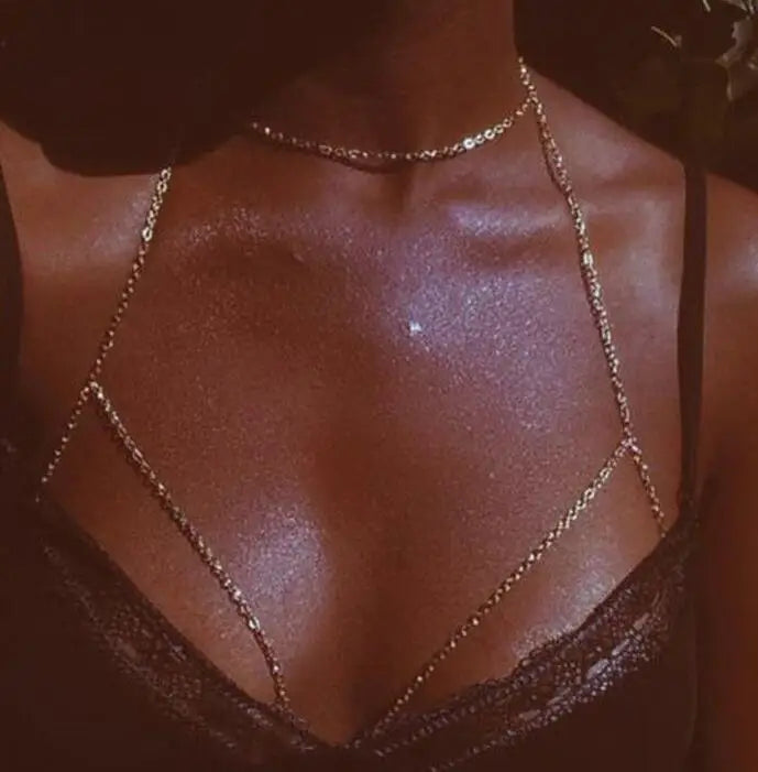 Women’s Drape Necklace Chest Necklace Gold