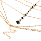 Women's Neck Chain Necklace Black Gold