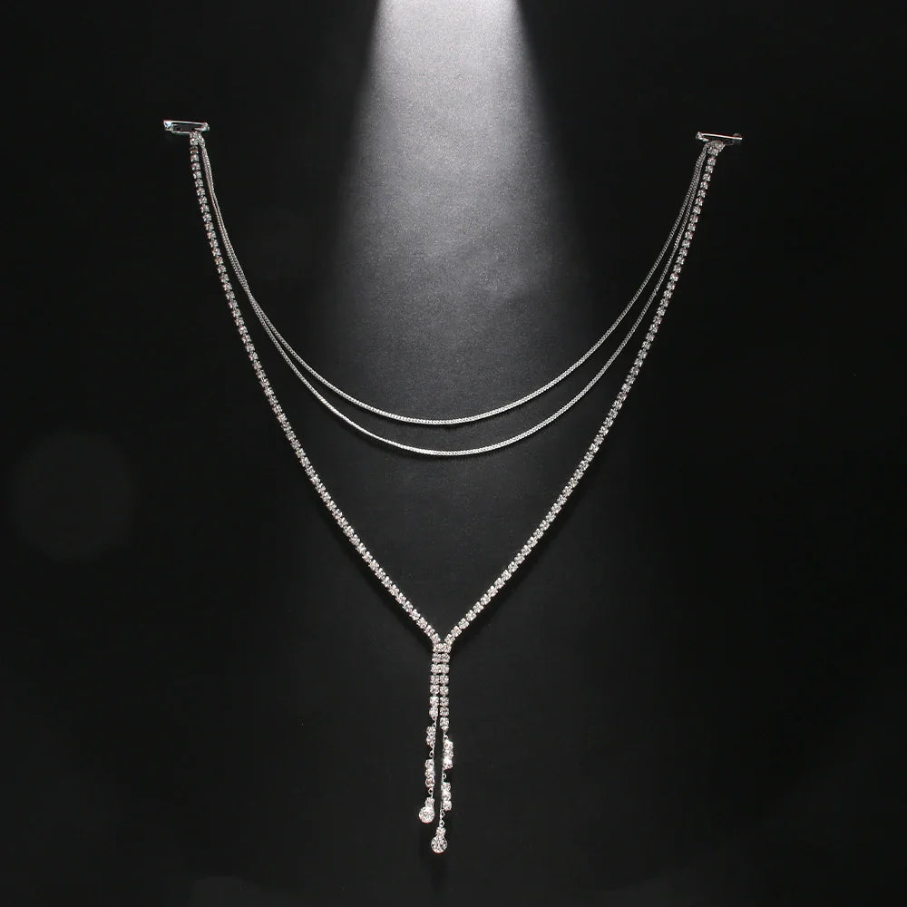 Back Chain Necklace Dorsal Ornament for Women silver