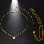 Back Necklace Chain Ornamental Backpiece for Women 7 Beads Gold