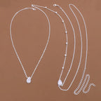 Back Necklace Chain Ornamental Backpiece for Women 7 Beads Silver