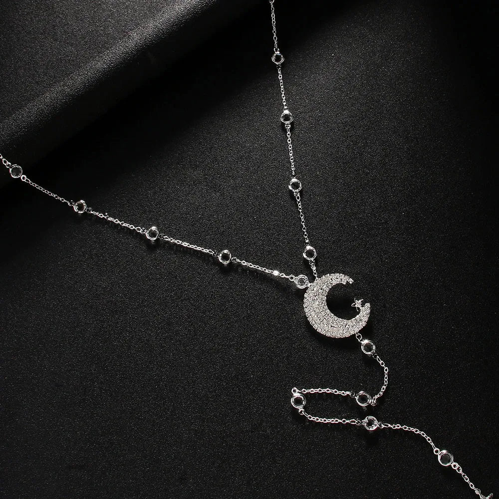 Back Chain Necklace Ornamental Backpiece for Women Moon
