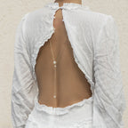 Back Chain Necklace Women's Back Ornament Silver Beads