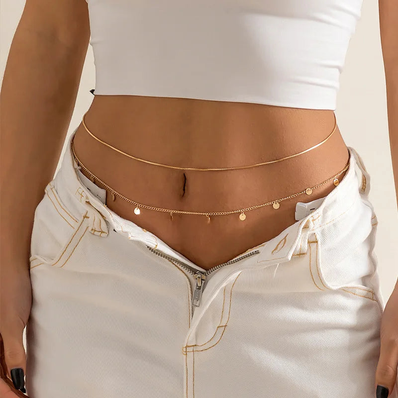 Hip Chain and Waist Jewel - Women's Belly Ornament gold