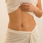 Hip and navel chain - waist and belly jewelry for women gold