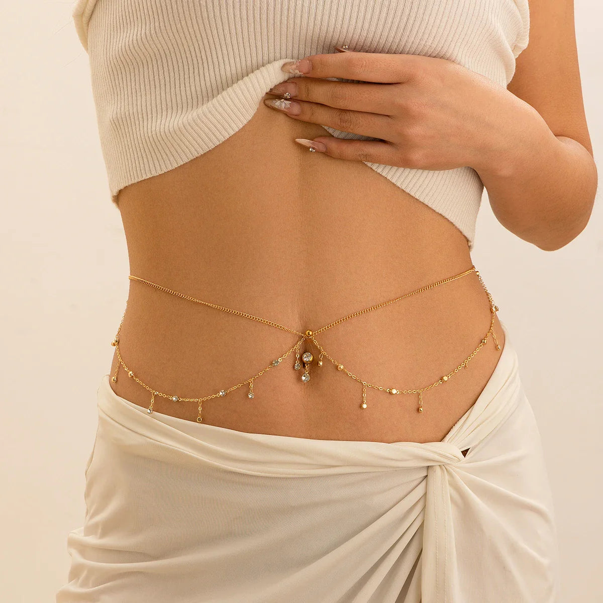Hip and navel chain - waist and belly jewelry for women gold