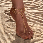 Gold-Plated Women's Ankle Chain - Foot Jewelry