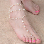 White Pearl Toe Chain - Women's Foot Jewelry