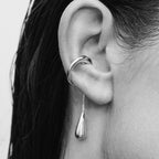 Fine Teardrop Hoop Ear Clips Silver