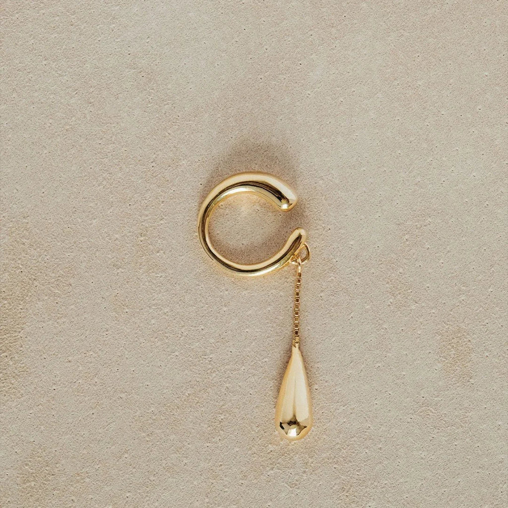 Fine Teardrop Hoop Ear Clips Gold