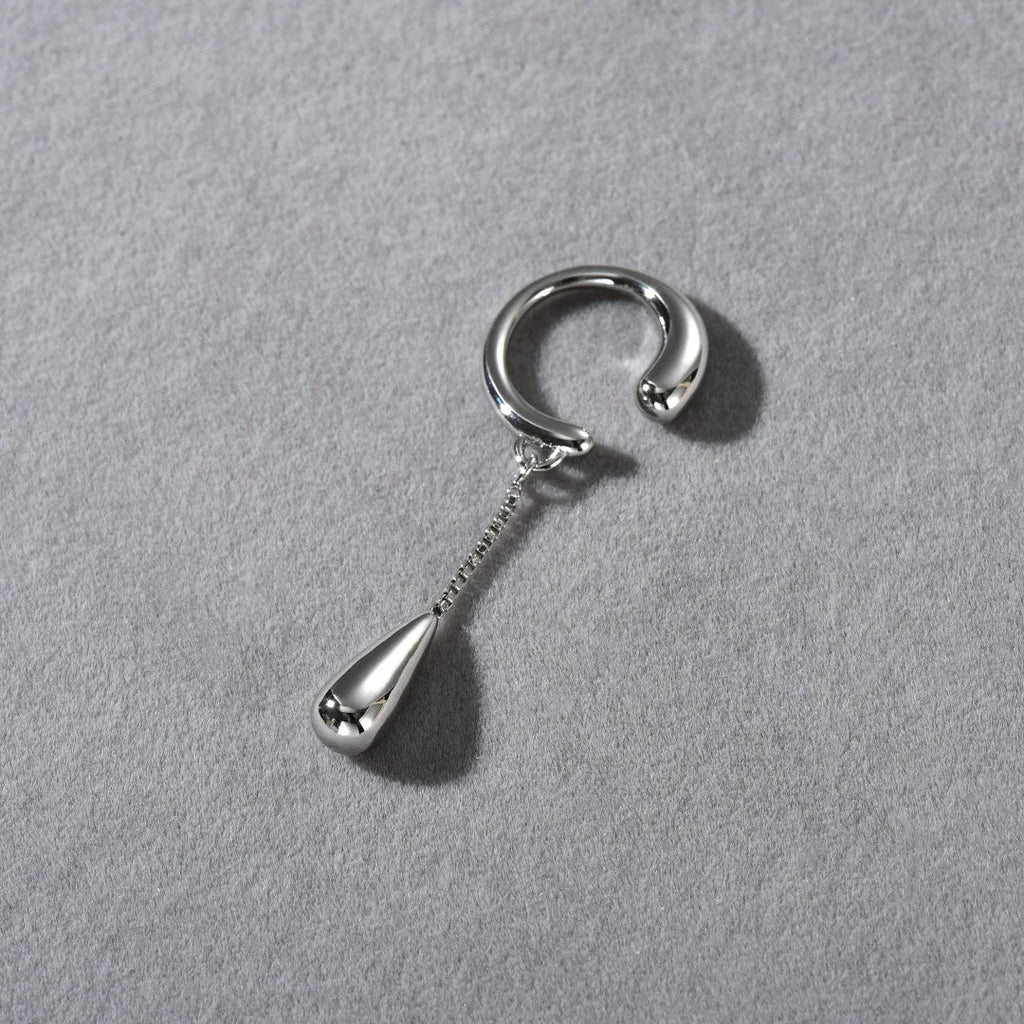 Fine Teardrop Hoop Ear Clips Silver