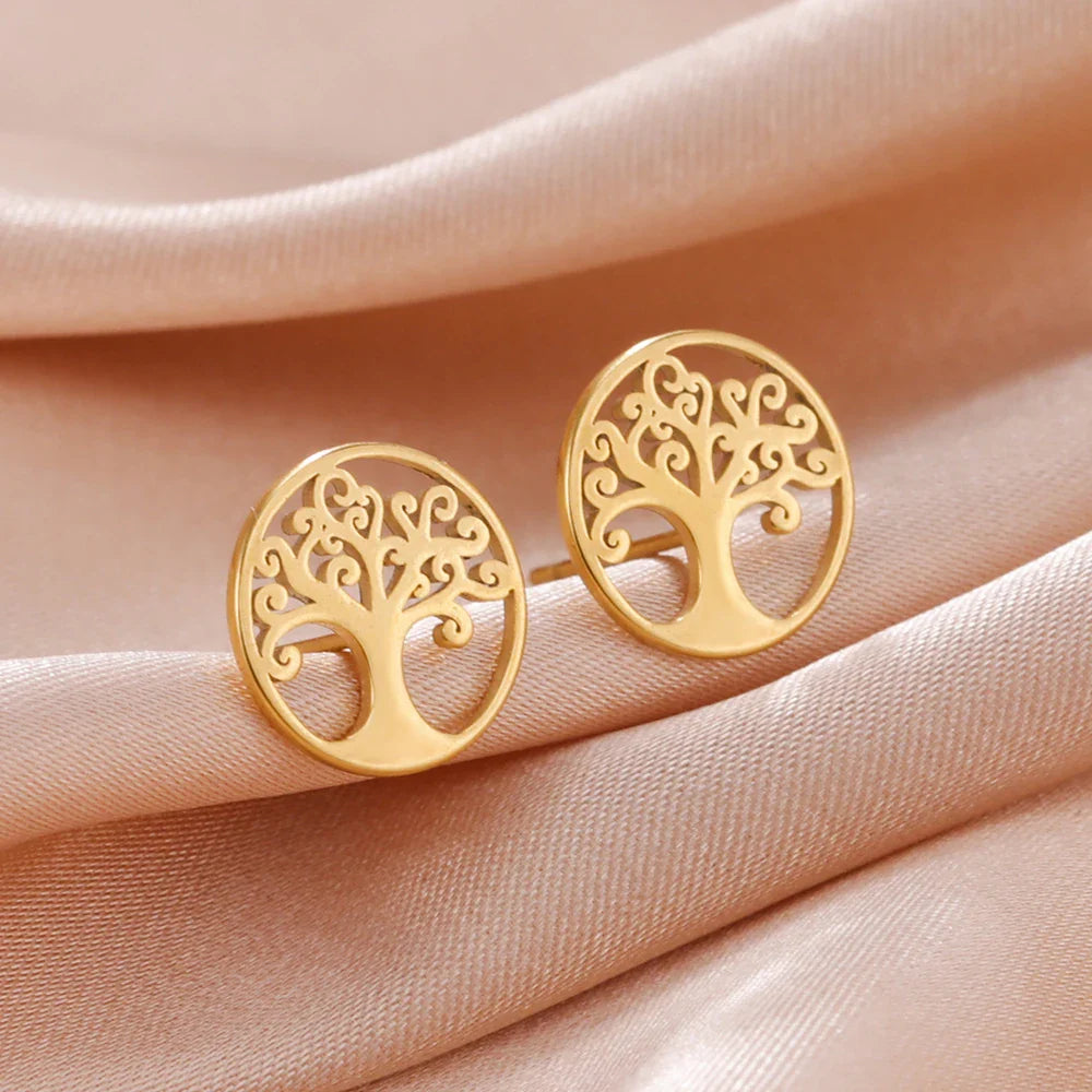 Tree of Life Stud Earrings Gold Earrings