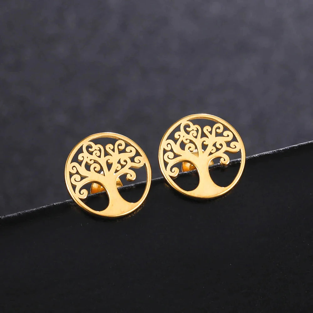 Tree of Life Stud Earrings Gold Earrings