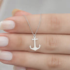 Women's silver anchor necklace
