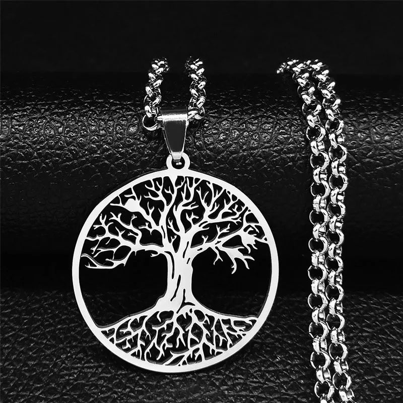 Tree of Life Necklace Hardened Steel Pendant men