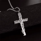 Tree of Life Necklace Cross Pendant Silver
