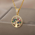 Tree of Life Necklace Women’s Pendant Stones Gold