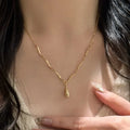 Asymmetrical Necklace with Teardrop Pendant