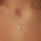Necklace with Delicate Mushroom Pendant in Silver