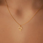 Necklace with Delicate Mushroom Pendant in Rose Gold