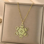 Necklace with Large Metatron's Cube Pendant Gold
