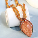 Necklace with Large Ethnic-Style Pendant orange