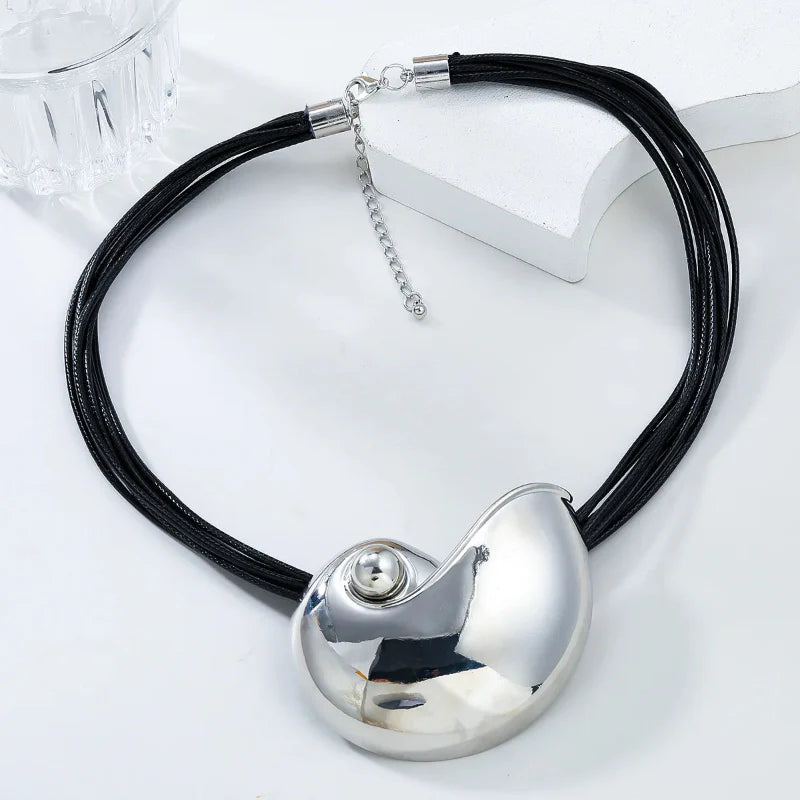 Necklace with Large Snail Shell Pendant silver