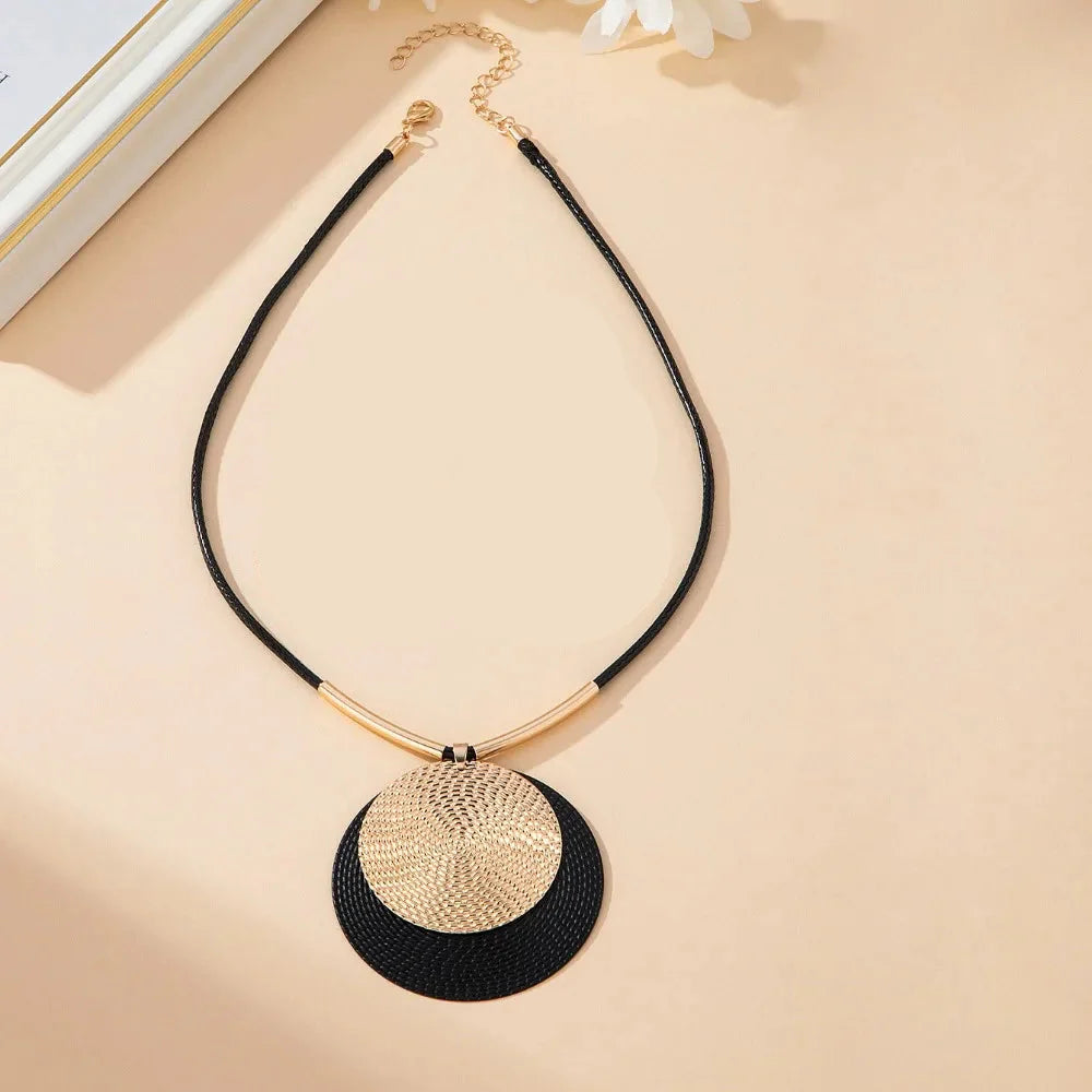 Boho Chic Necklace with Large Round Pendant