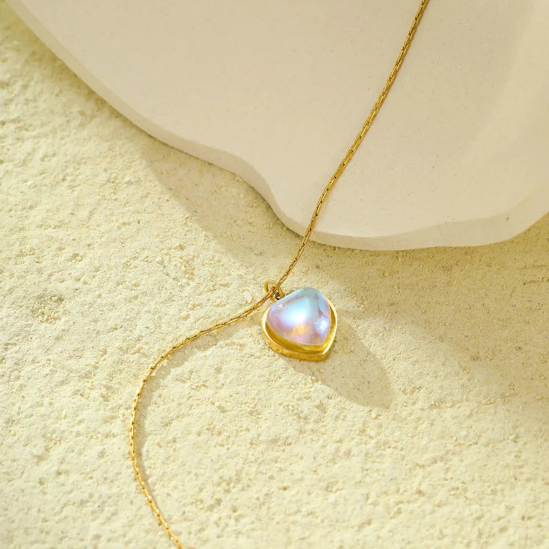 Necklace with Pretty Moonstone Heart Pendant