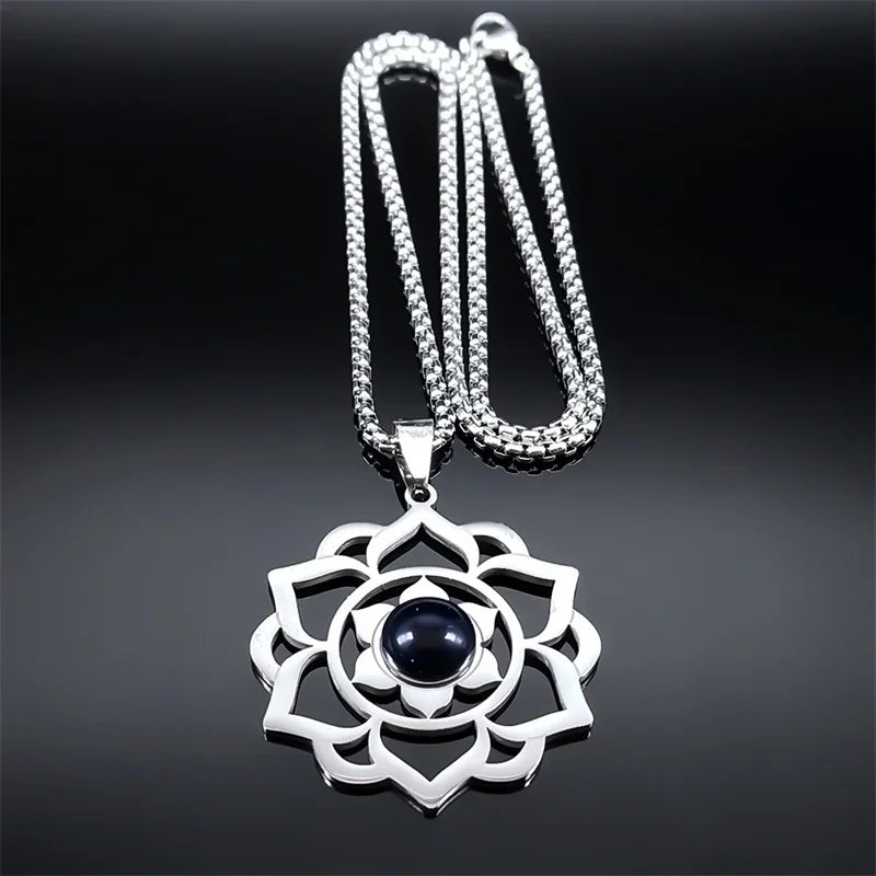 Necklace with a Lovely Lotus Flower Pendant 