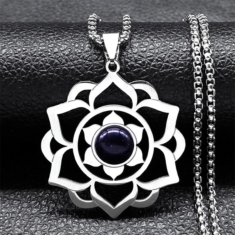 Necklace with a Lovely Lotus Flower Pendant 