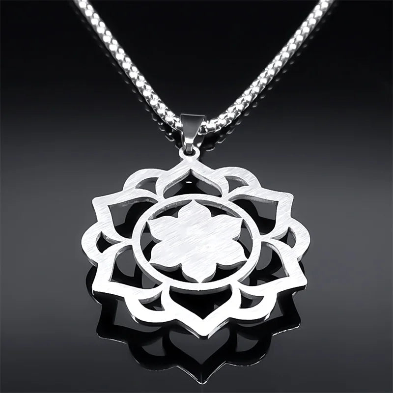 Necklace with a Lovely Lotus Flower Pendant 