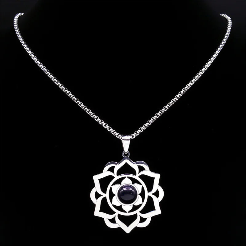 Necklace with a Lovely Lotus Flower Pendant 