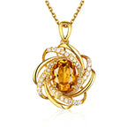 Necklace with Pretty Flower Pendant, Pearl and Zircon in Gold