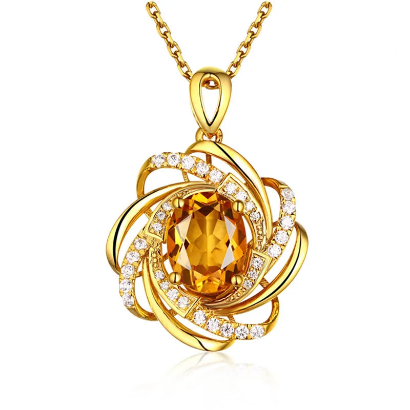 Necklace with Pretty Flower Pendant, Pearl and Zircon in Gold