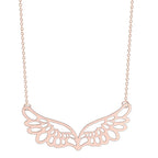 Necklace with large rose gold angel wings pendant