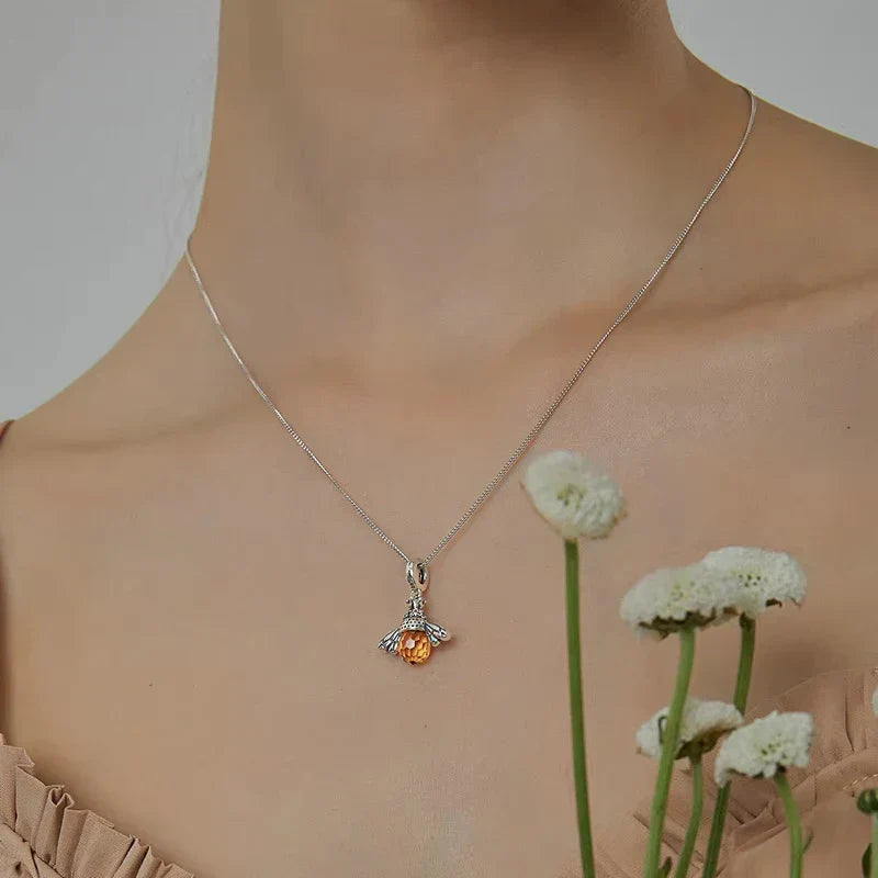 Necklace with bee pendant for women silver