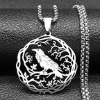 Necklace with Tree and Bird Pendant silver