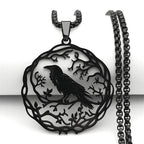 Necklace with Tree and Bird Pendant black
