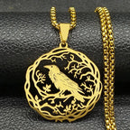 Necklace with Tree and Bird Pendant gold